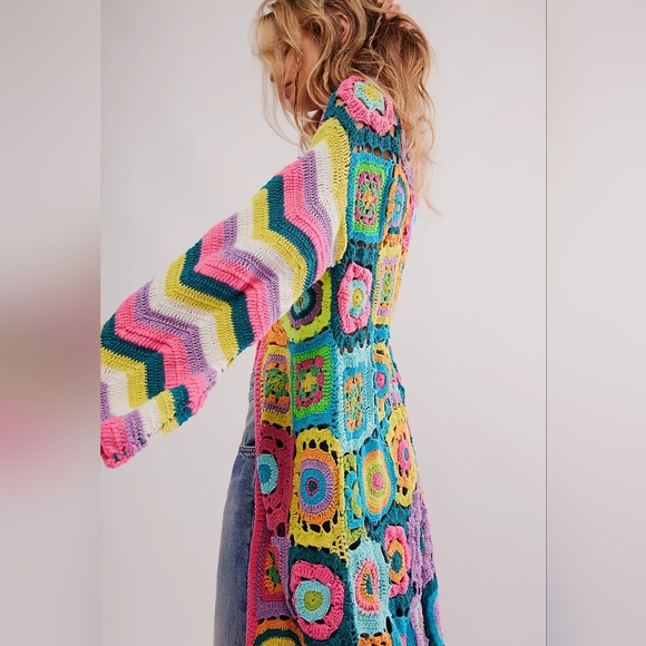 CELIAB Multicolored Knit Cotton Long Cardigan NWT Sz S/M - Picture 4 of 7